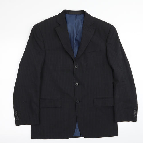 M&S Mens Black Striped  Jacket Blazer Size 38