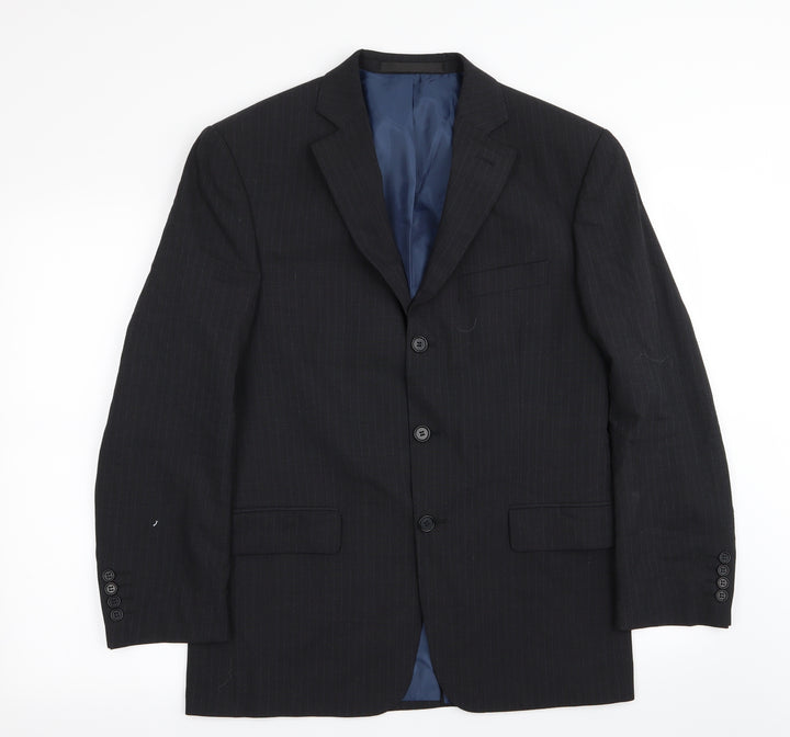 M&S Mens Black Striped Jacket Blazer Size 38