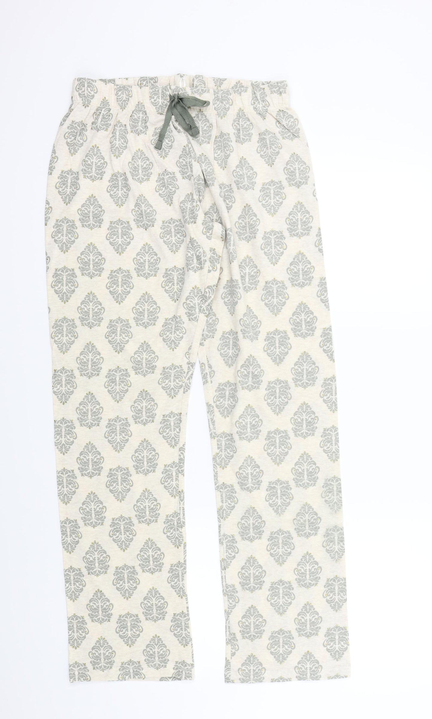 Primark Womens Beige Geometric  Top Pyjama Pants Size 10