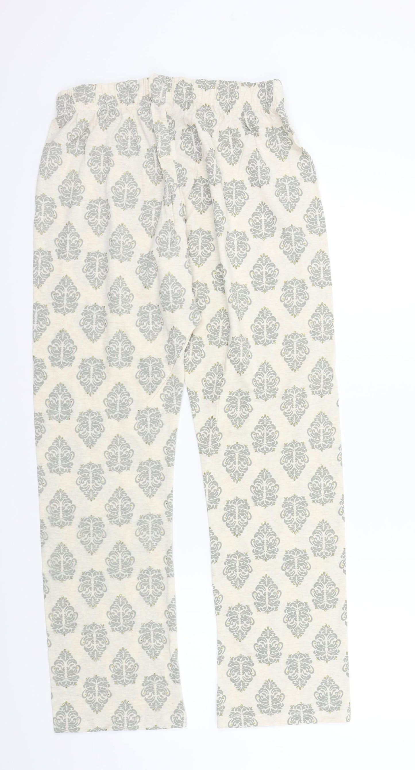 Primark Womens Beige Geometric  Top Pyjama Pants Size 10
