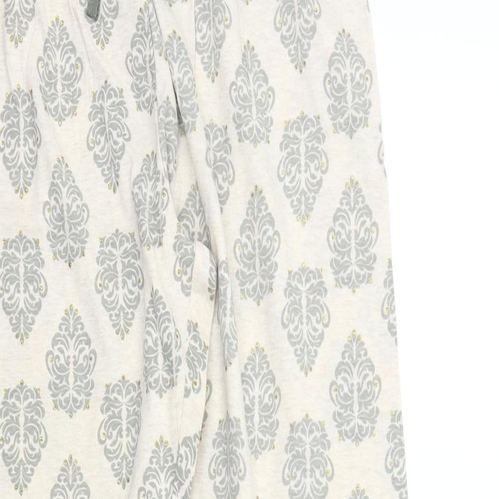 Primark Womens Beige Geometric  Top Pyjama Pants Size 10