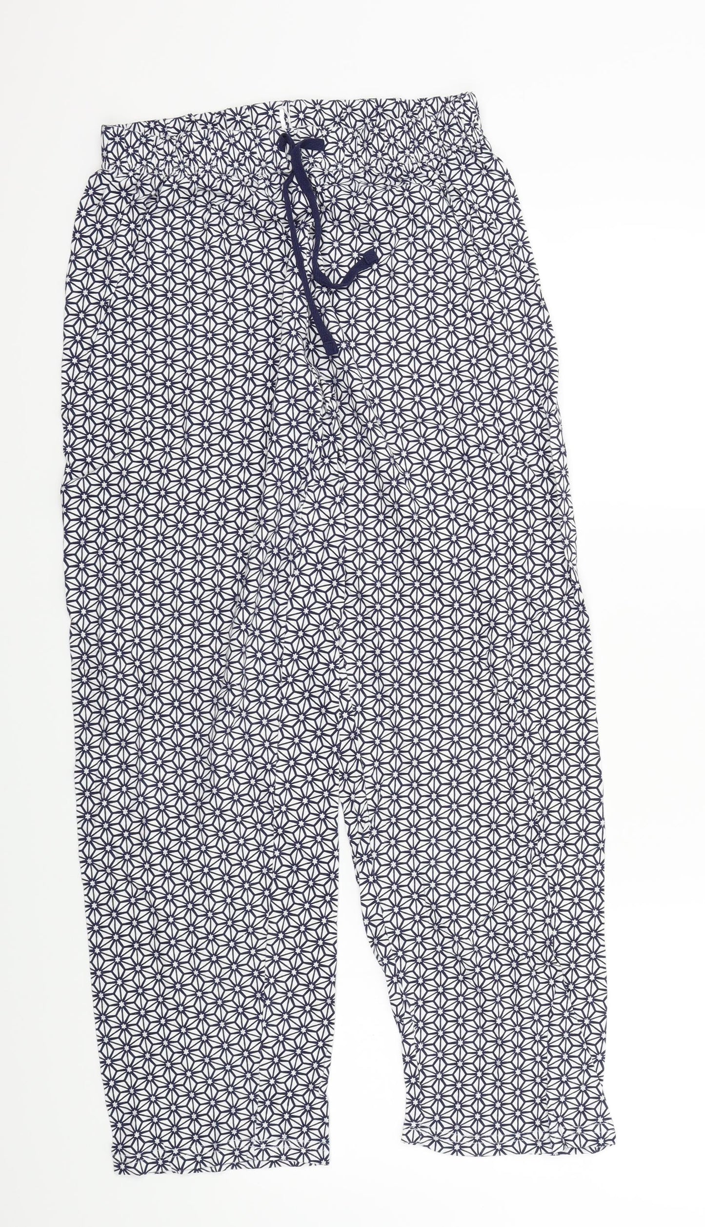Primark Womens Blue Geometric  Top Pyjama Pants Size 10