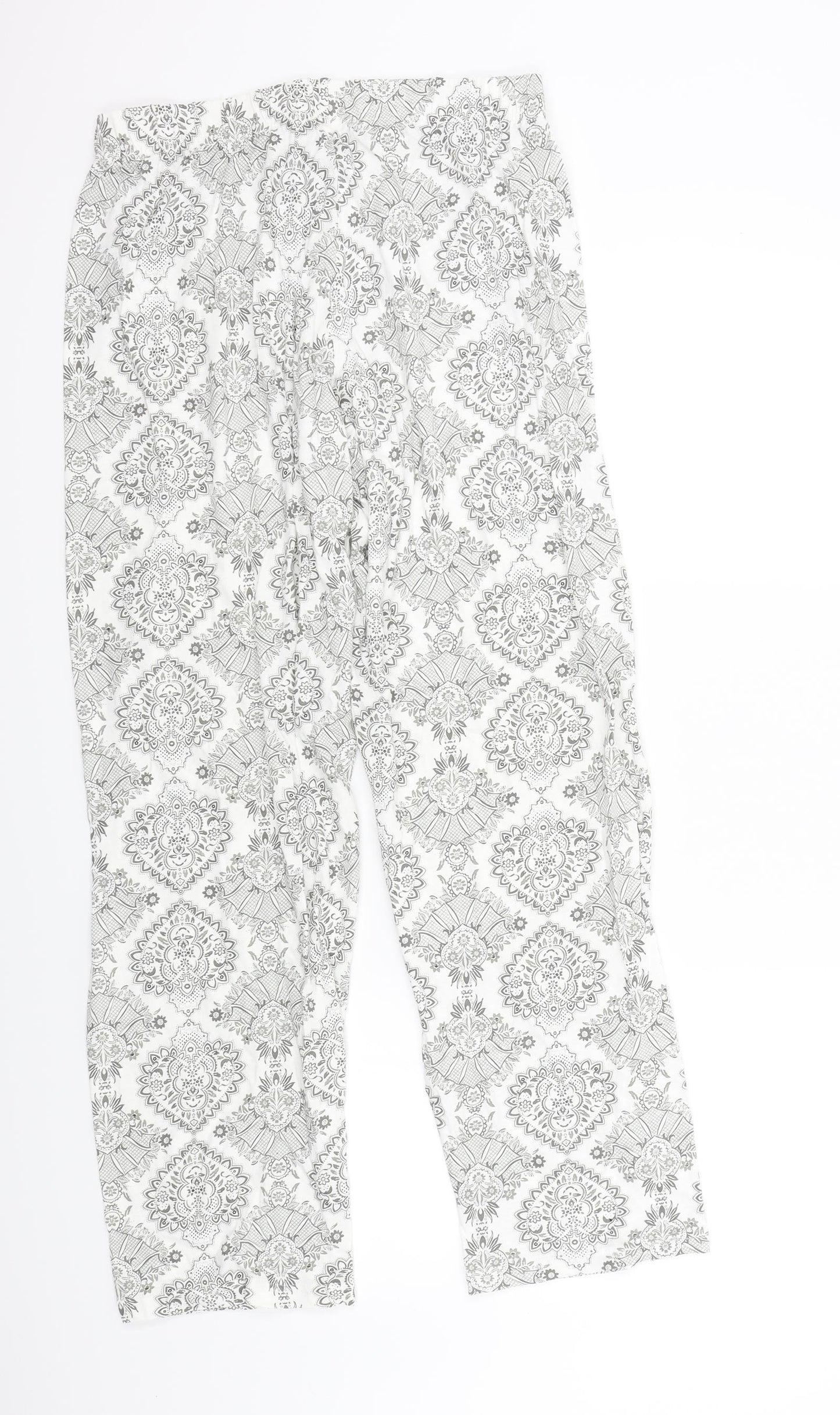 Primark Womens Grey Geometric  Top Pyjama Pants Size 10