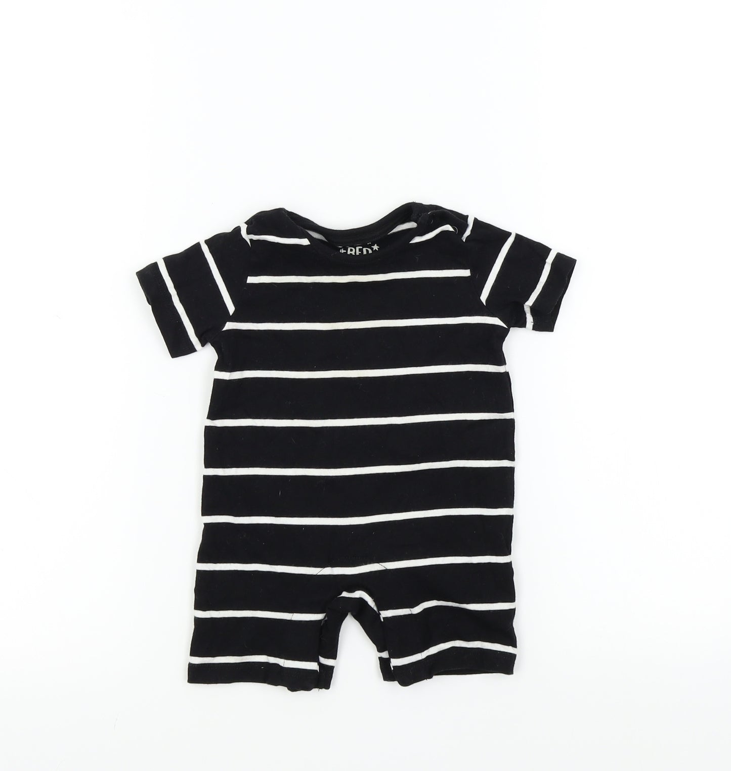 F&F Baby Black Striped  Babygrow One-Piece Size 6-9 Months  - Organic Cotton