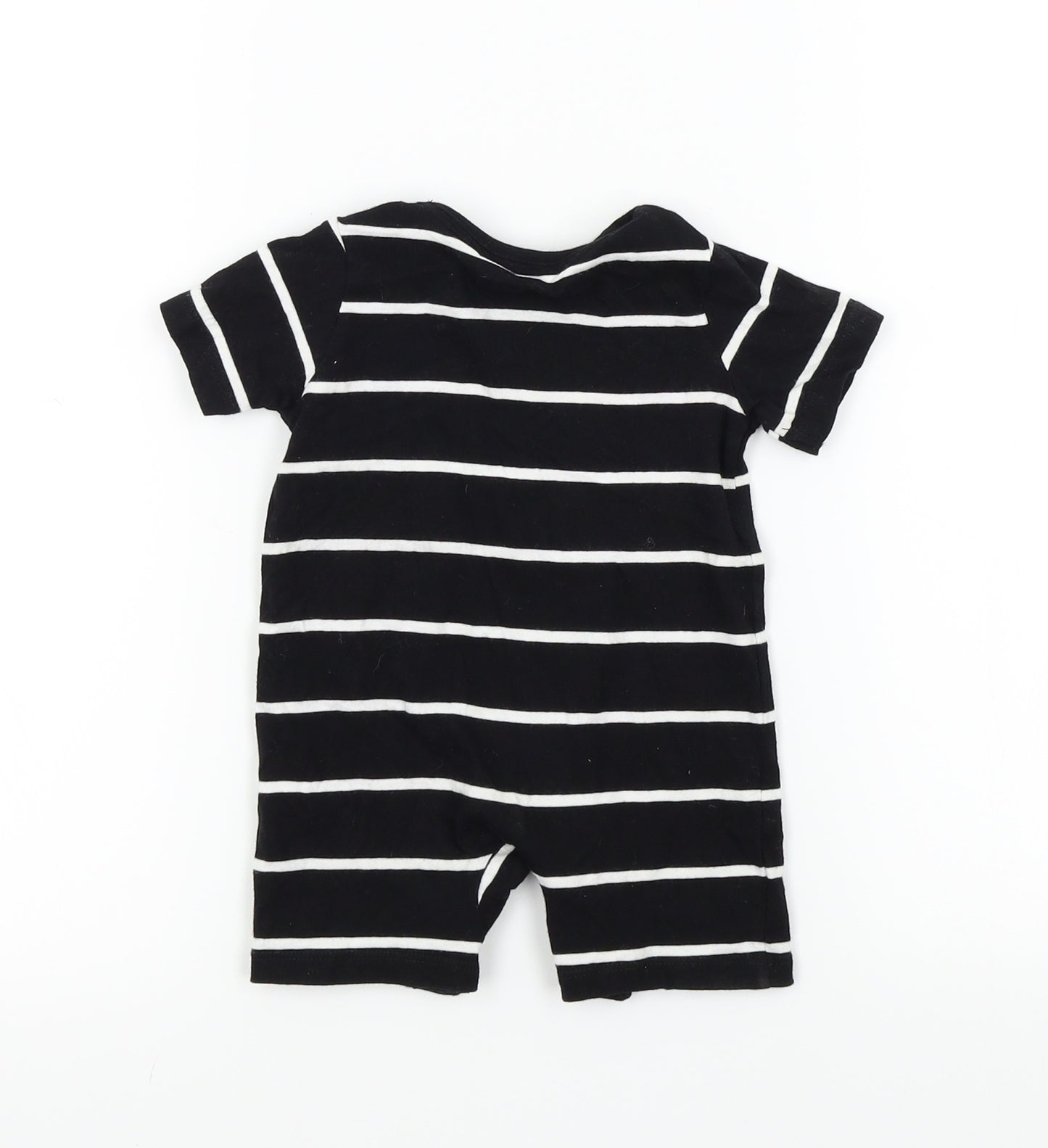 F&F Baby Black Striped  Babygrow One-Piece Size 6-9 Months  - Organic Cotton