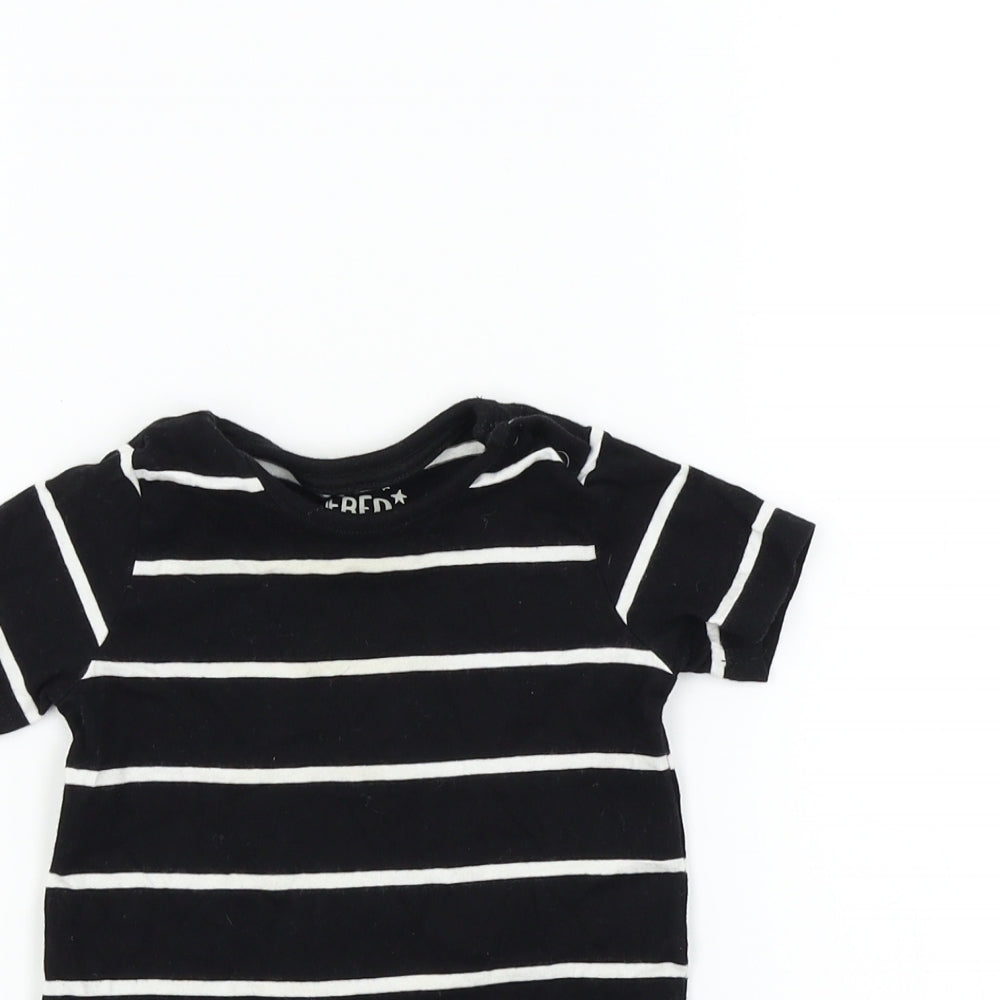 F&F Baby Black Striped  Babygrow One-Piece Size 6-9 Months  - Organic Cotton