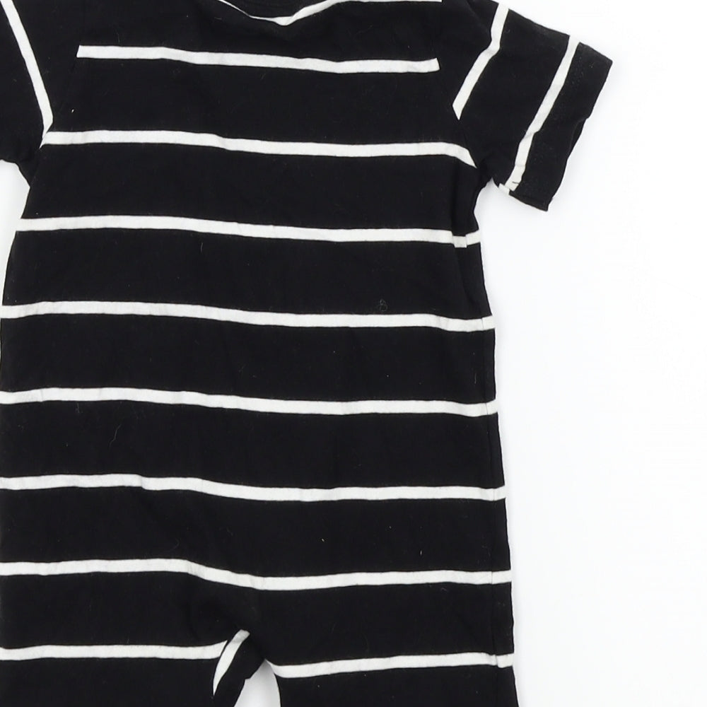 F&F Baby Black Striped  Babygrow One-Piece Size 6-9 Months  - Organic Cotton