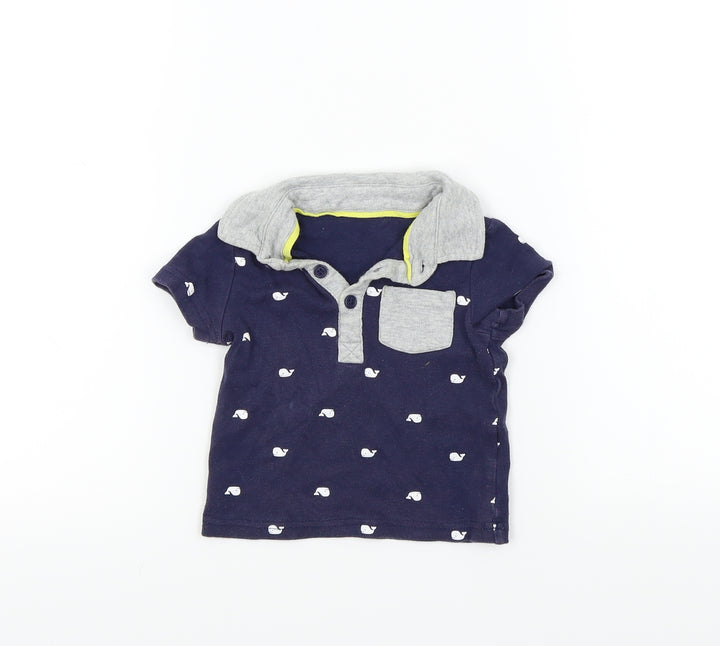 George Baby Blue Colourblock Basic T-Shirt Size 6-9 Months