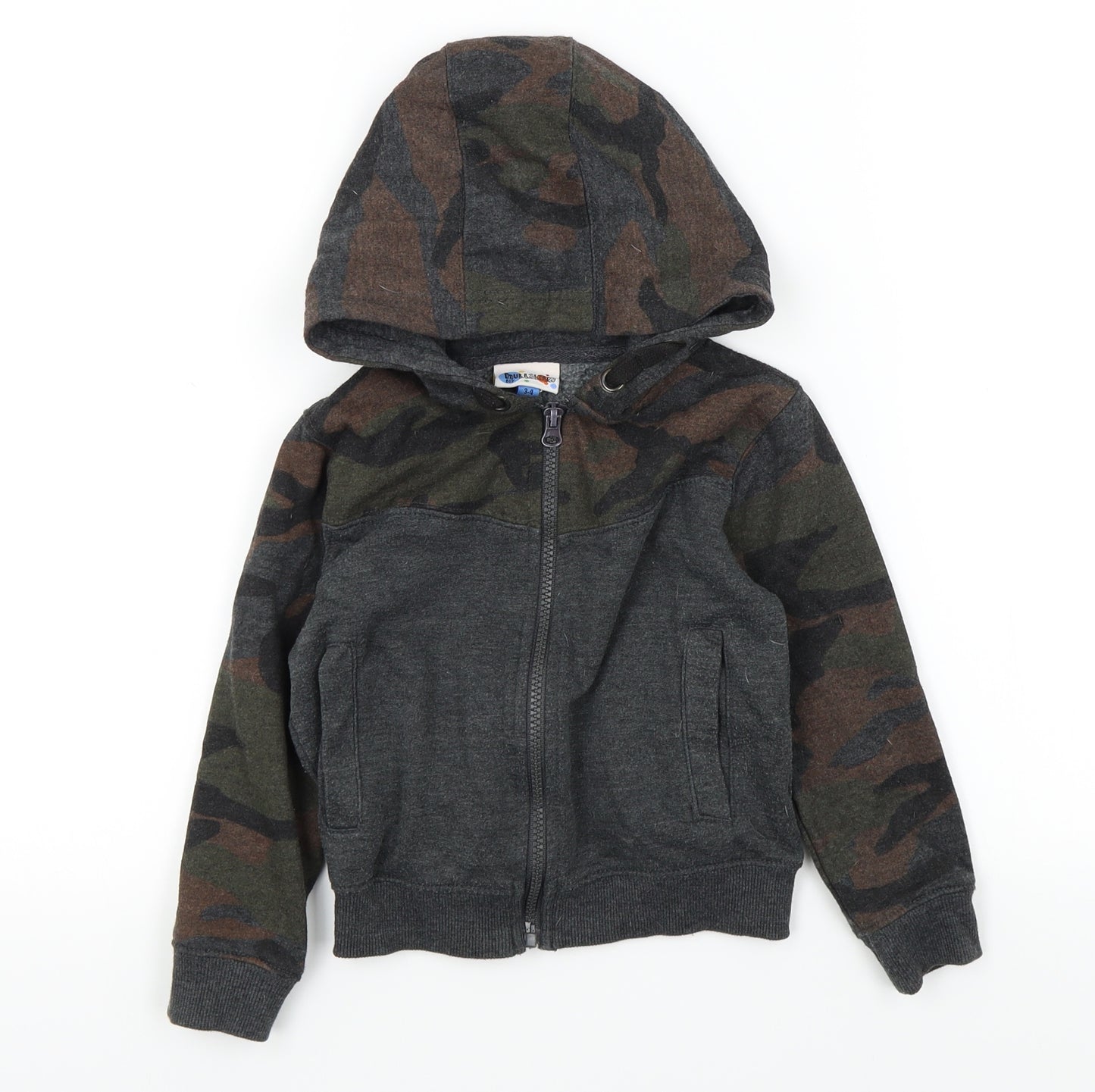 hullabalec Boys Grey Camouflage  Full Zip Hoodie Size 3 Years