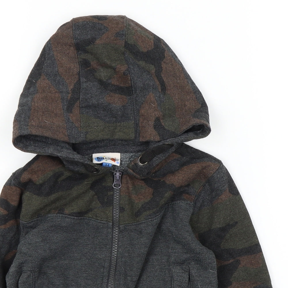 hullabalec Boys Grey Camouflage  Full Zip Hoodie Size 3 Years