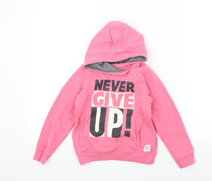 DECATHLON Girls Pink Colourblock  Pullover Hoodie Size 6 Years