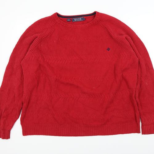 Maine Mens Red   Pullover Jumper Size L