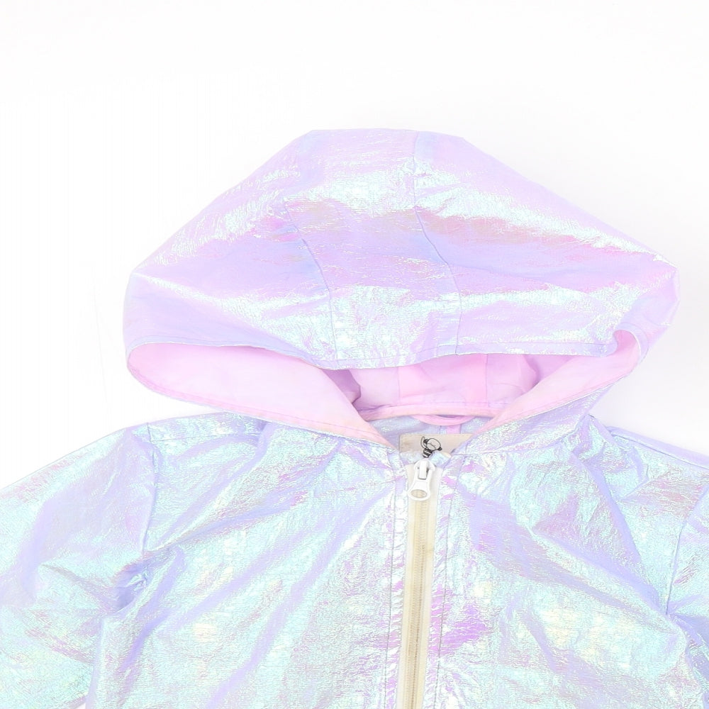 River Island Girls Multicoloured Colourblock  Basic Coat Jacket Size 4-5 Years  - shiny
