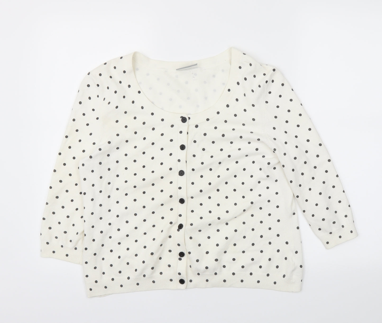 Wallis Womens White Polka Dot  Cardigan Jumper Size 14