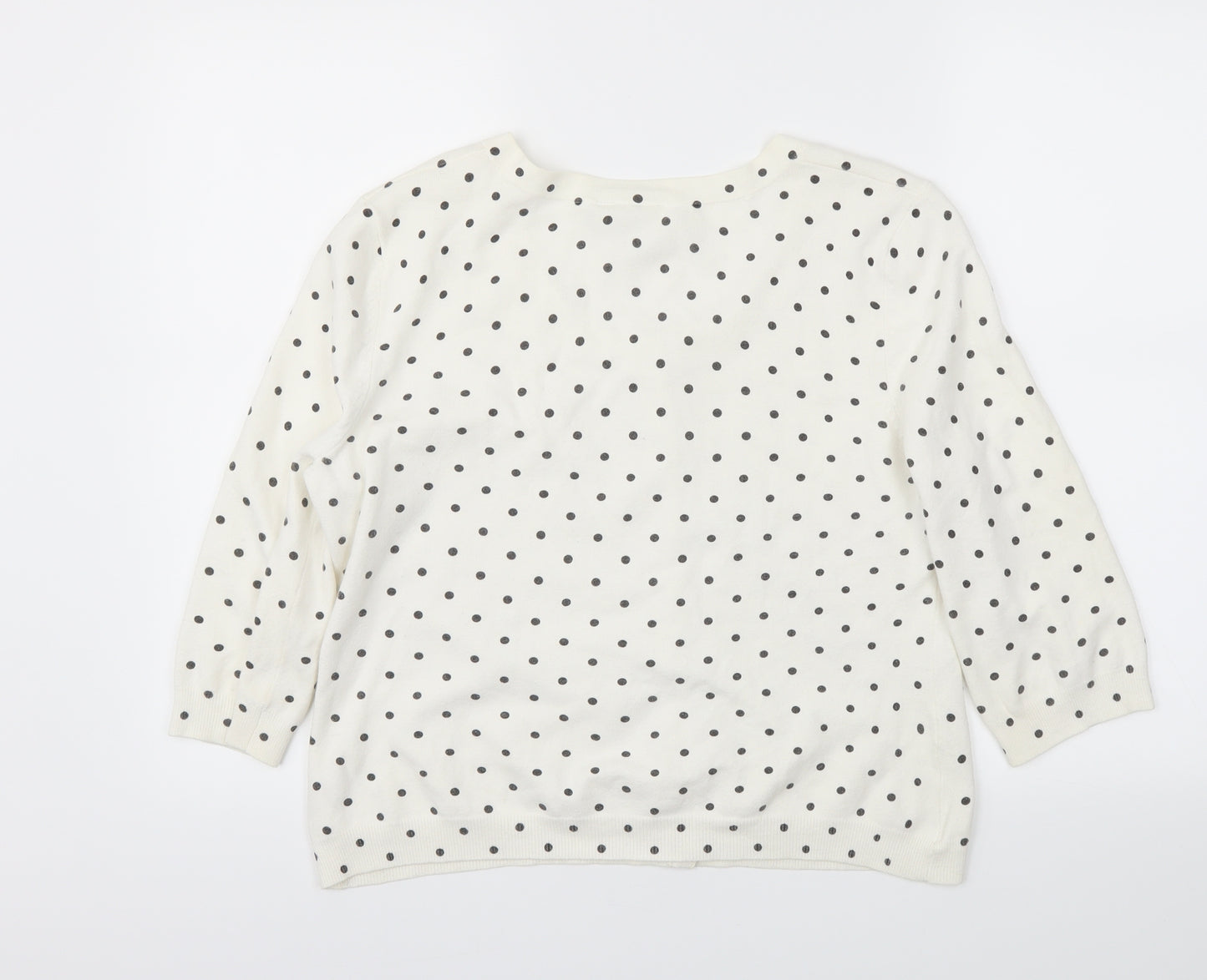 Wallis Womens White Polka Dot  Cardigan Jumper Size 14