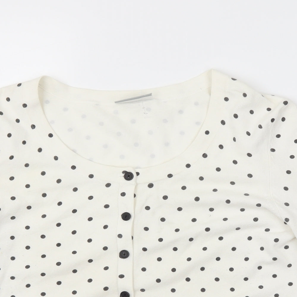 Wallis Womens White Polka Dot  Cardigan Jumper Size 14