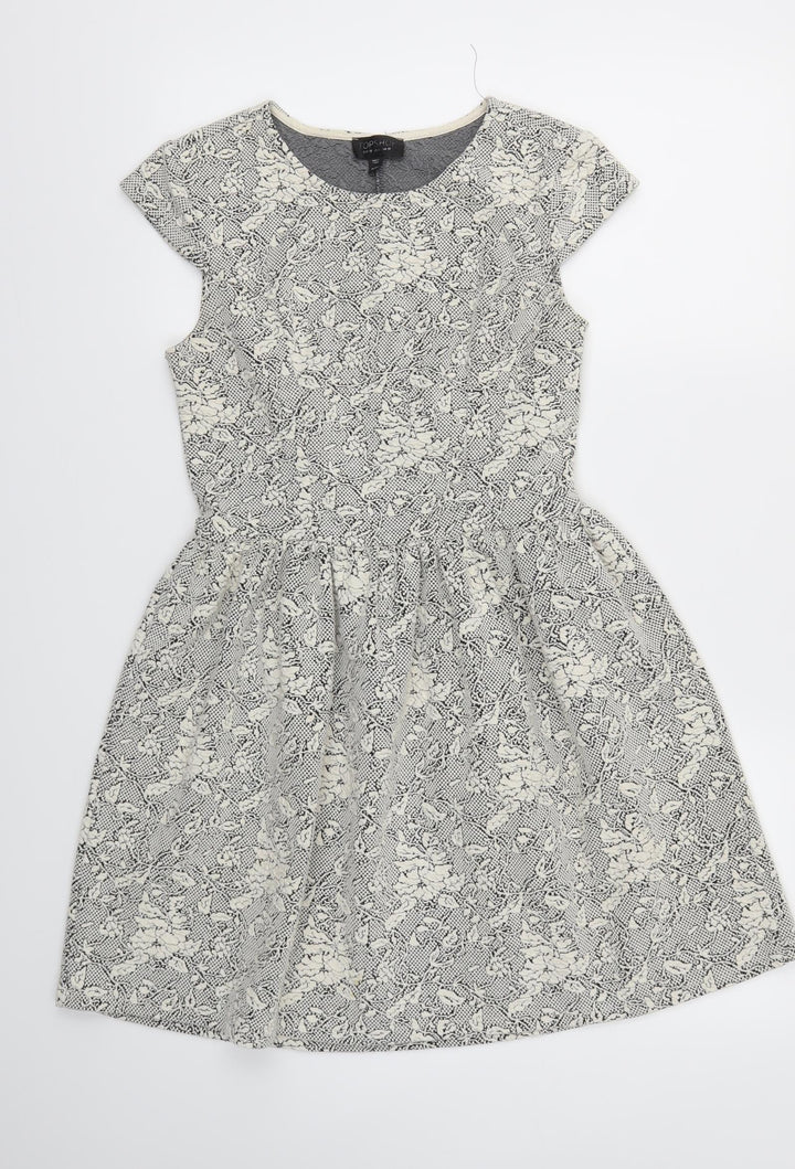 Topshop Womens Ivory   Fit & Flare  Size 10