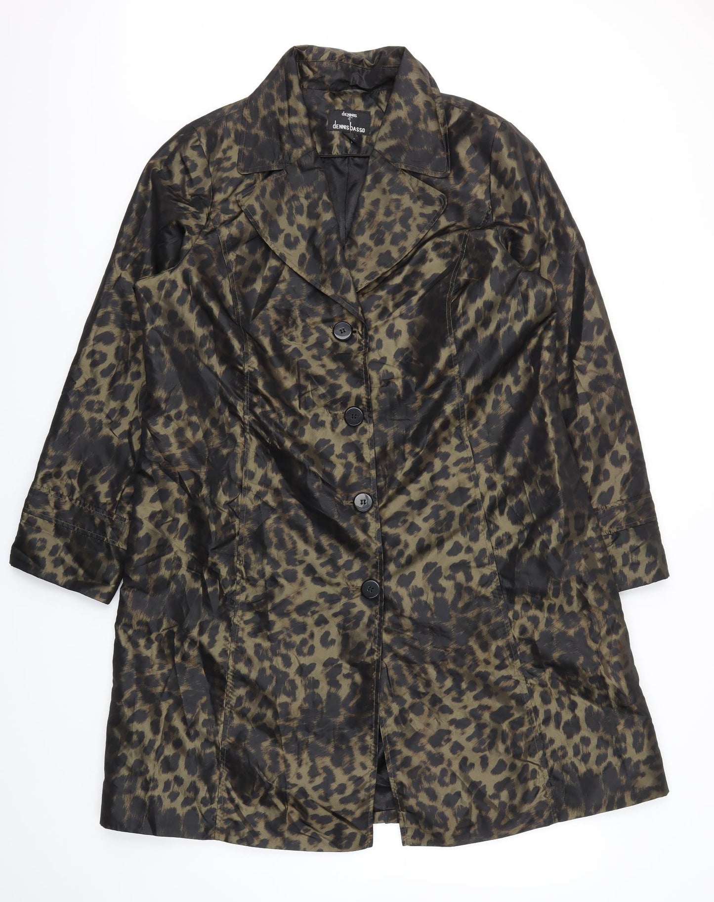 Dennis Basso Womens Brown Animal Print  Jacket Coat Size L
