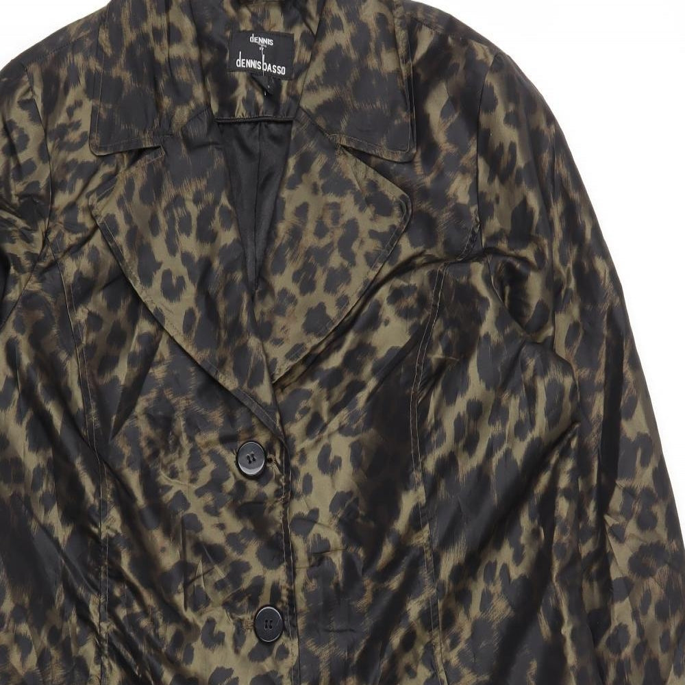 Dennis Basso Womens Brown Animal Print  Jacket Coat Size L