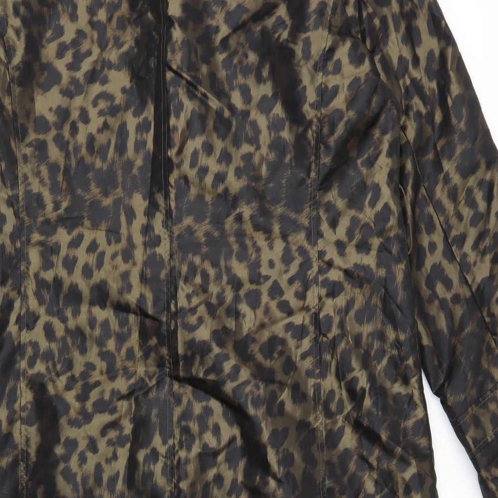 Dennis Basso Womens Brown Animal Print  Jacket Coat Size L