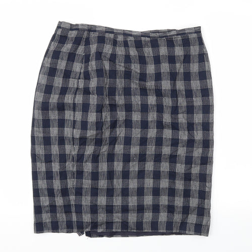 debanams Womens Blue Check  Flare Skirt Size 16