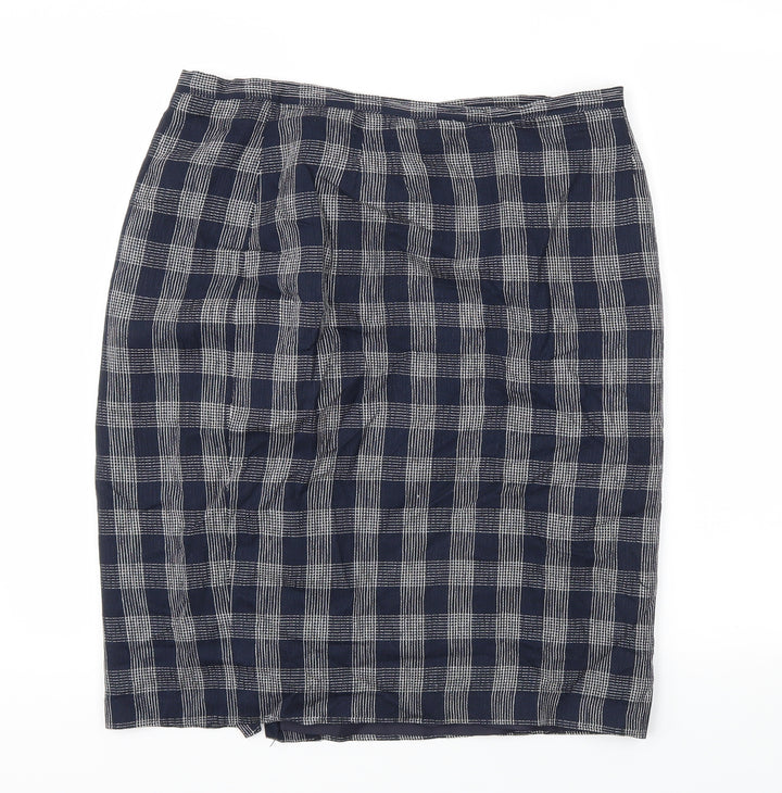 debanams Womens Blue Check Flare Skirt Size 16