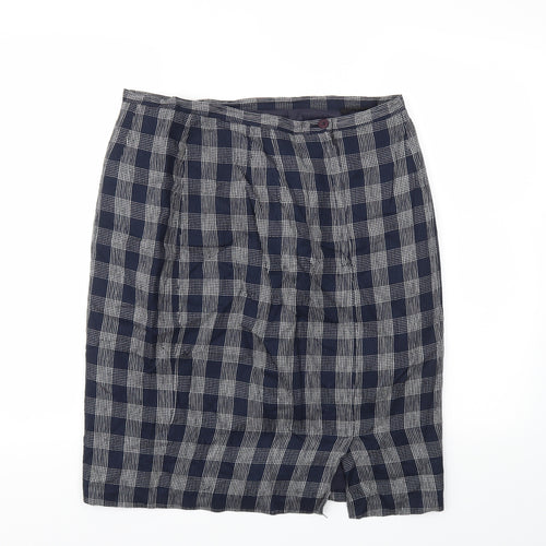 debanams Womens Blue Check  Flare Skirt Size 16