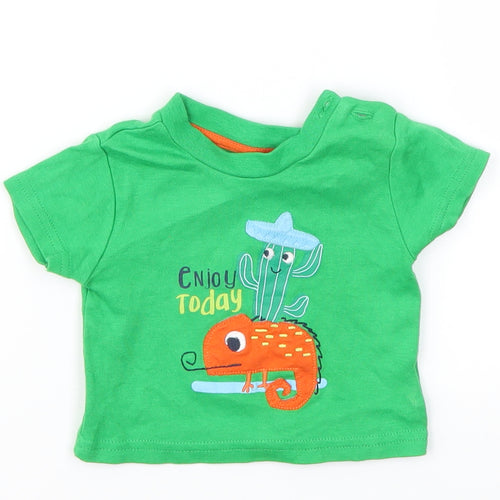 Primark Boys Green Animal Print  Basic T-Shirt Size 0-3 Months