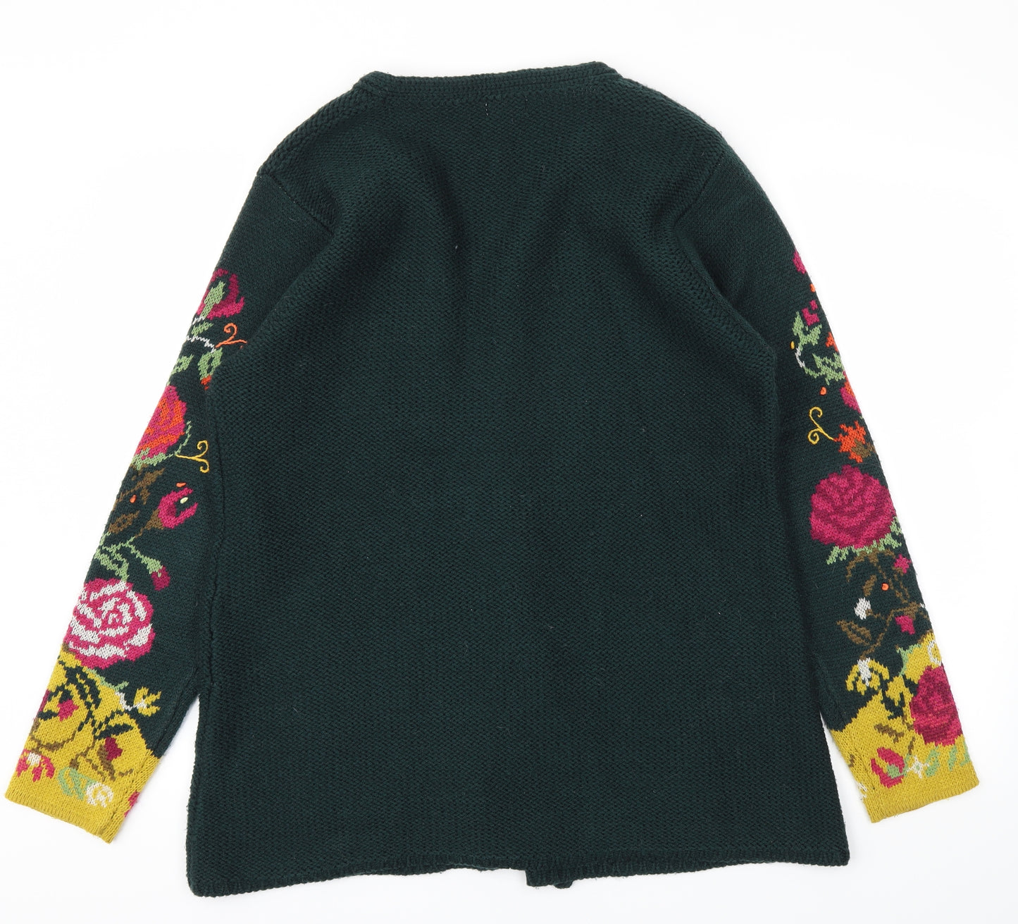 Cotton Traders Womens Green Floral  Cardigan Jumper Size 14