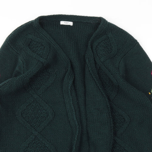 Cotton Traders Womens Green Floral  Cardigan Jumper Size 14