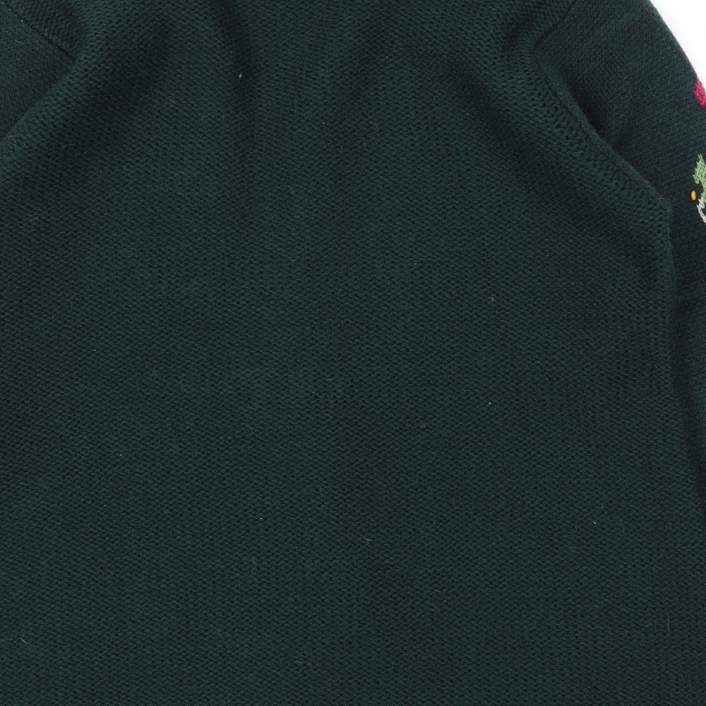 Cotton Traders Womens Green Floral  Cardigan Jumper Size 14