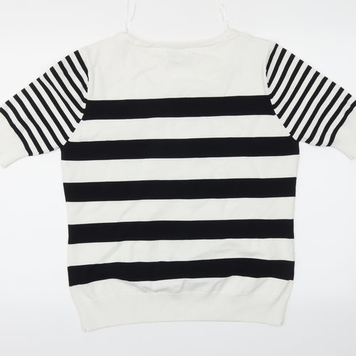 Roman Originals Womens Black Striped  Basic T-Shirt Size 18