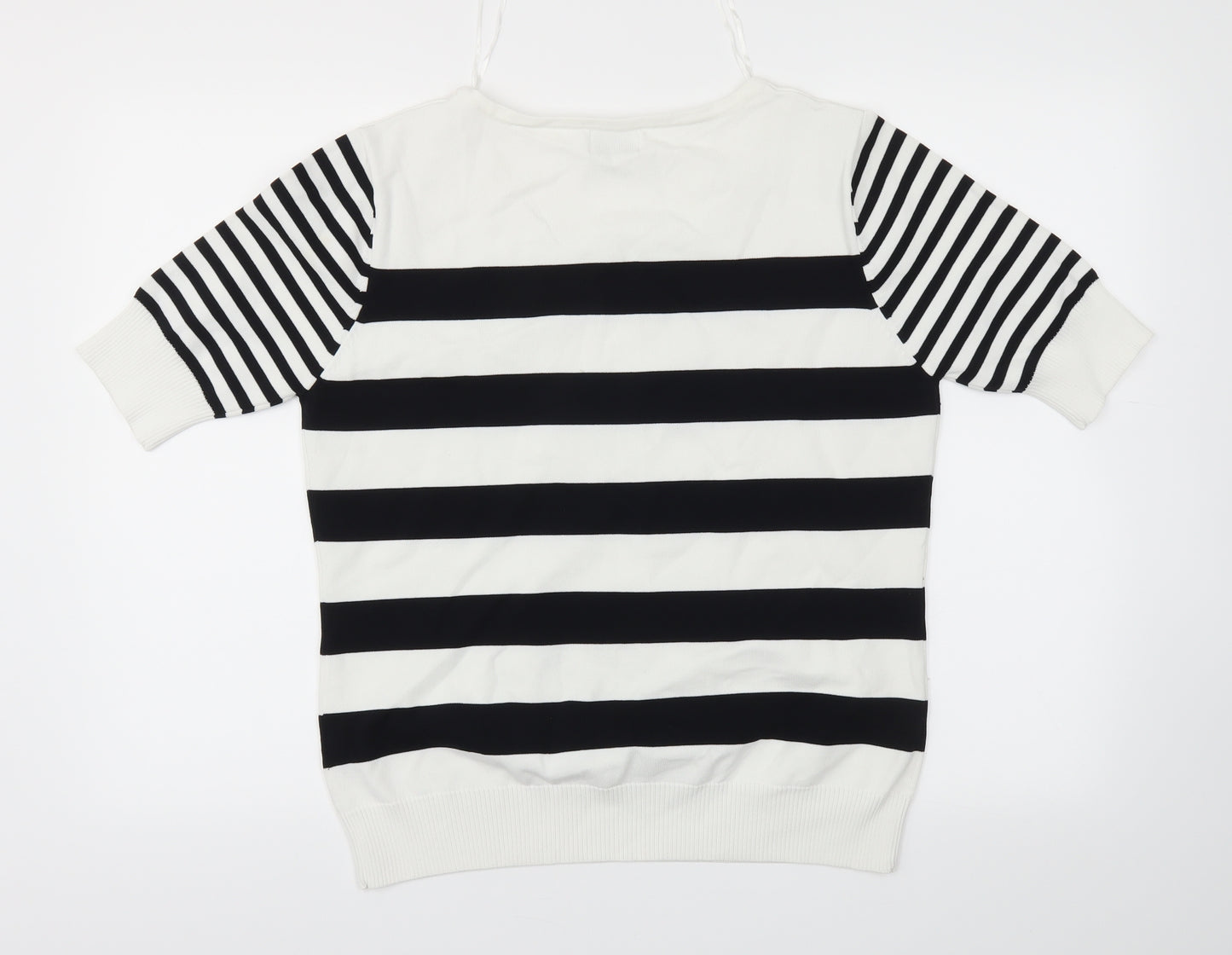 Roman Originals Womens Black Striped  Basic T-Shirt Size 18