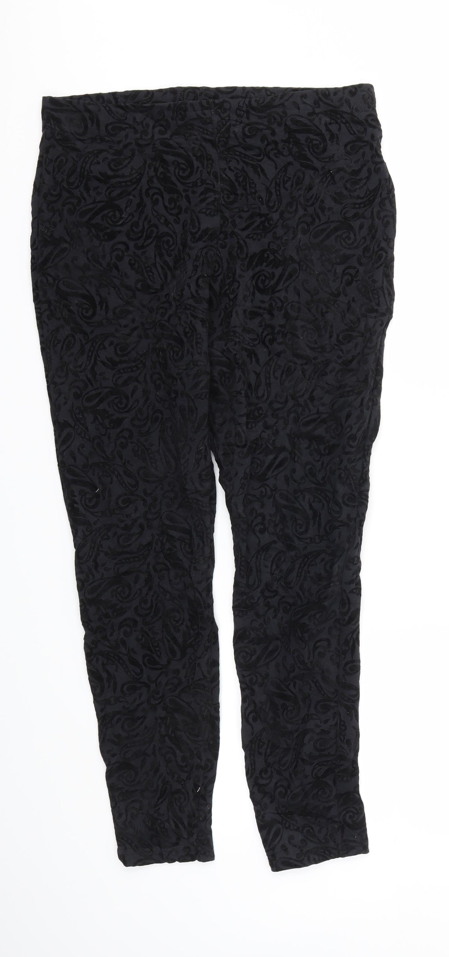 Papaya Womens Black Argyle/Diamond  Capri Trousers Size 14 L27 in