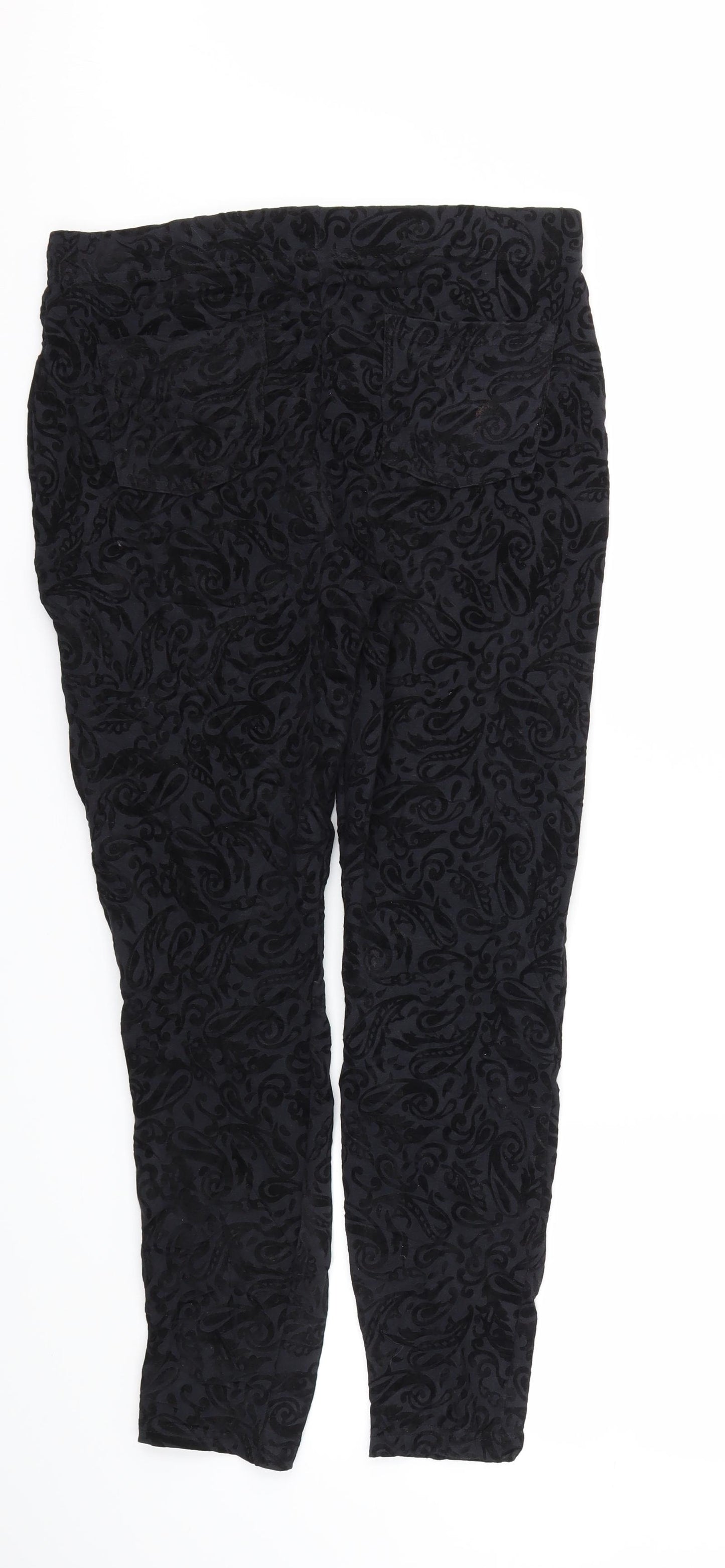Papaya Womens Black Argyle/Diamond  Capri Trousers Size 14 L27 in