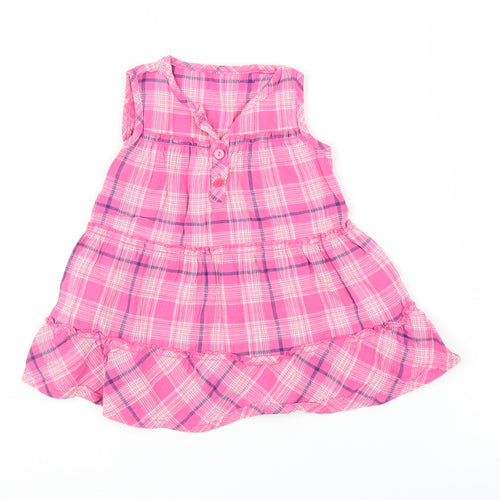 Mothercare Girls Pink Plaid  A-Line  Size 3-6 Months