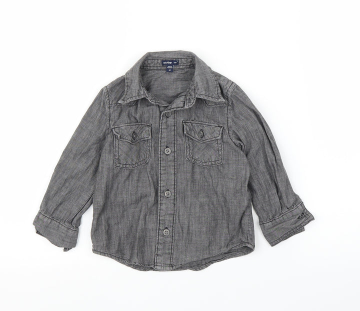 Gap Boys Grey Denim Basic Button-Up Size 24 Months
