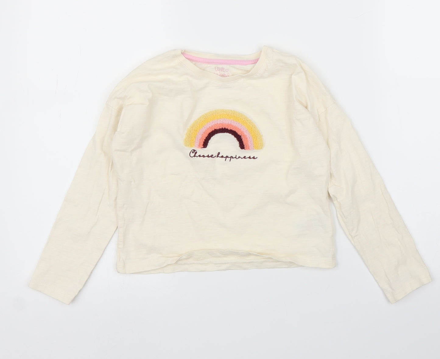 F&F Girls Ivory   Basic T-Shirt Size 6 Years  - Rainbow