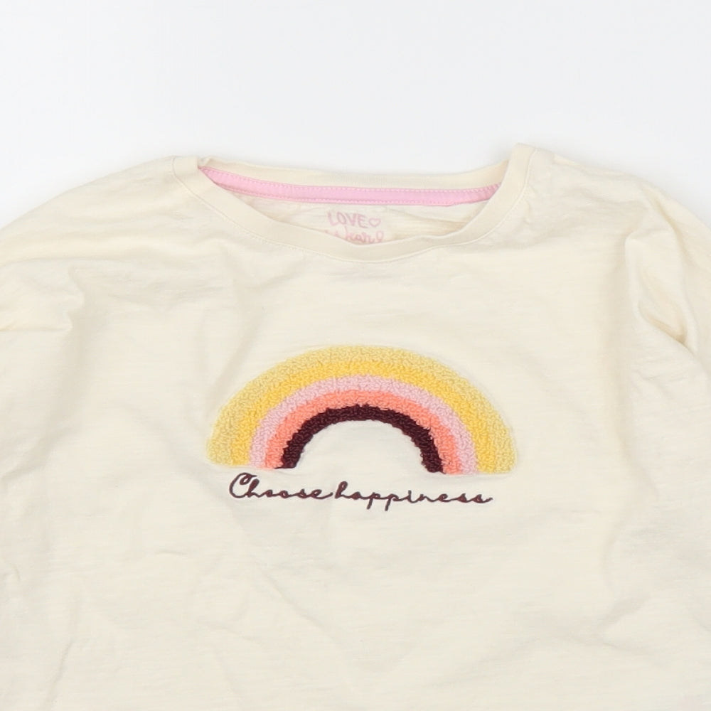 F&F Girls Ivory   Basic T-Shirt Size 6 Years  - Rainbow