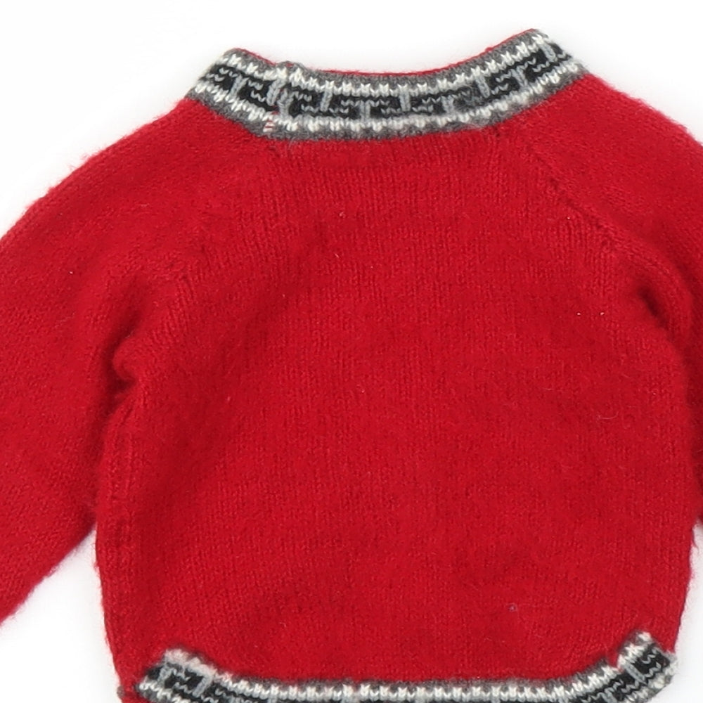 Preworn Baby Red Fair Isle  Pullover Jumper Size 3-6 Months  - Handmade