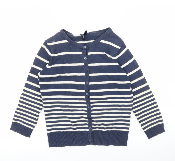 Primark Womens Blue Striped Cardigan Jumper Size 10
