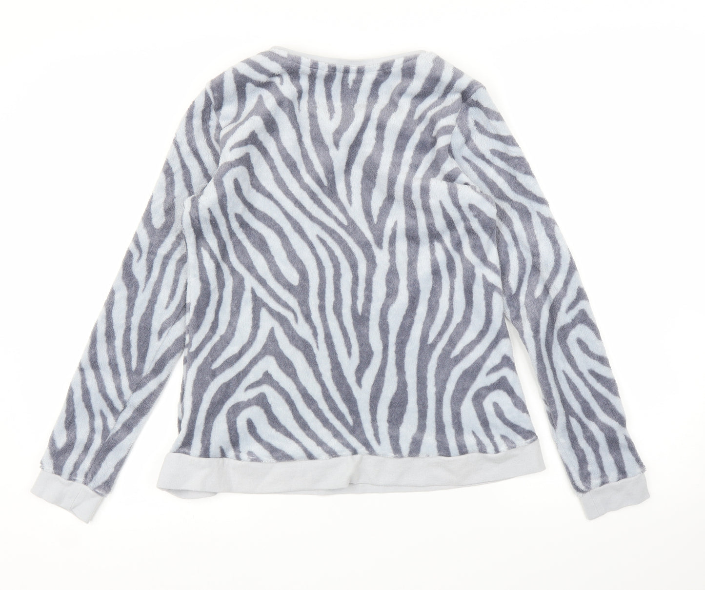 Avon Womens Grey Animal Print Fleece Top Pyjama Top Size S  - Zebra print