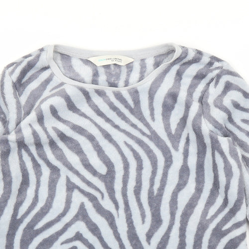 Avon Womens Grey Animal Print Fleece Top Pyjama Top Size S  - Zebra print