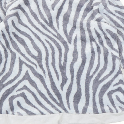 Avon Womens Grey Animal Print Fleece Top Pyjama Top Size S  - Zebra print