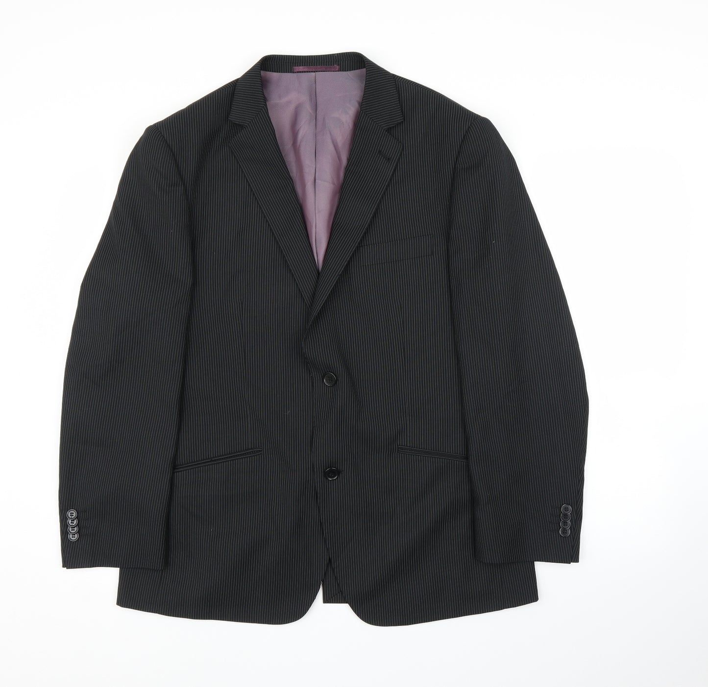 George Mens Black Striped  Jacket Suit Jacket Size 40