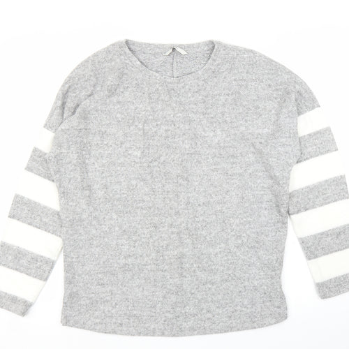 George Womens Grey Striped  Pullover Jumper Size S