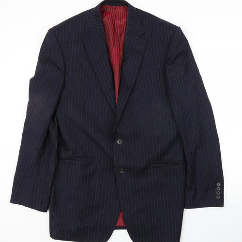 M&S Mens Blue Striped  Jacket Suit Jacket Size 40