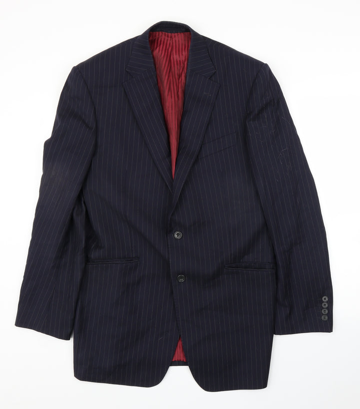 M&S Mens Blue Striped Jacket Suit Jacket Size 40