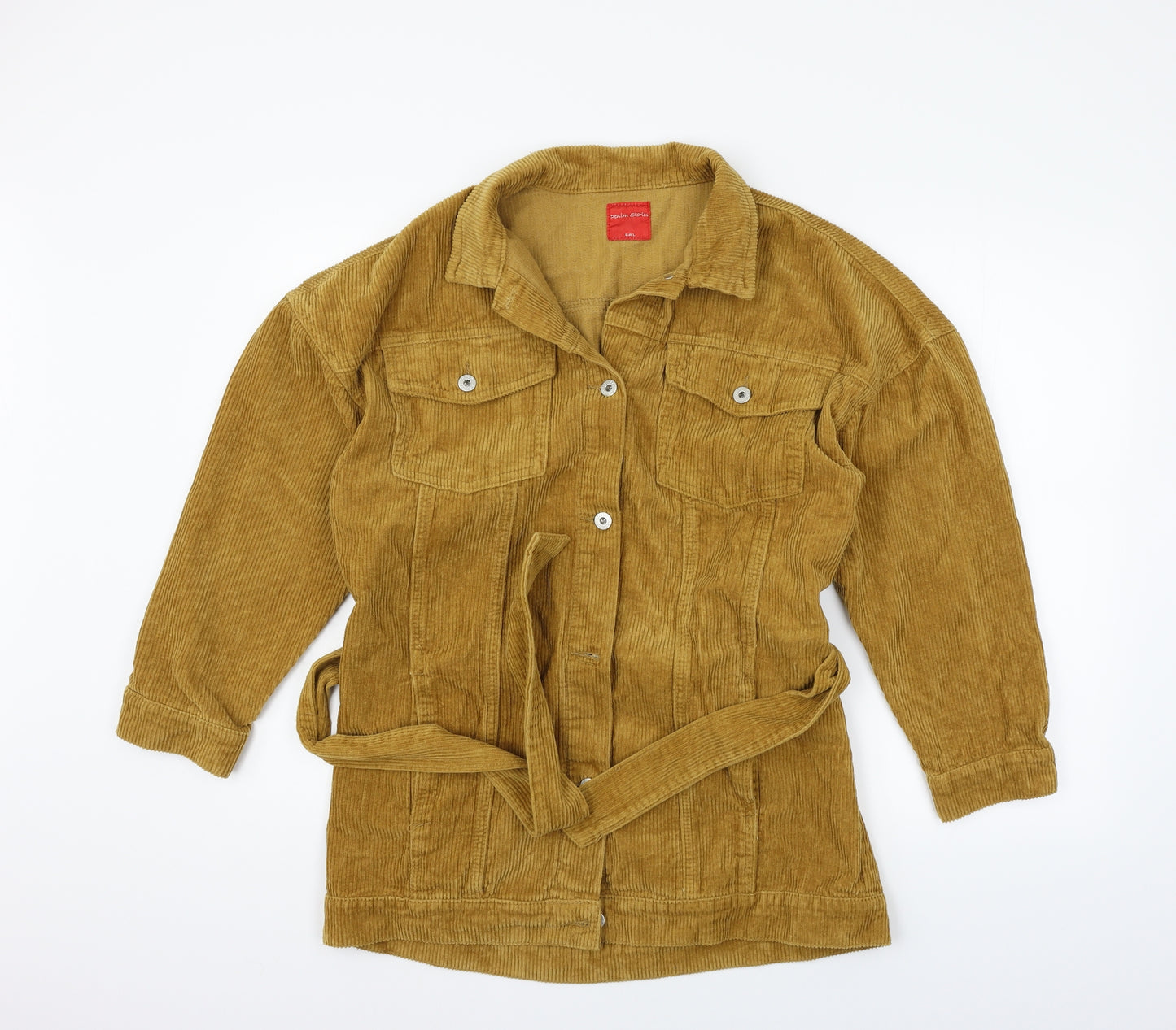 DENIM STORIES Womens Yellow   Jacket Coat Size L  - BELTED