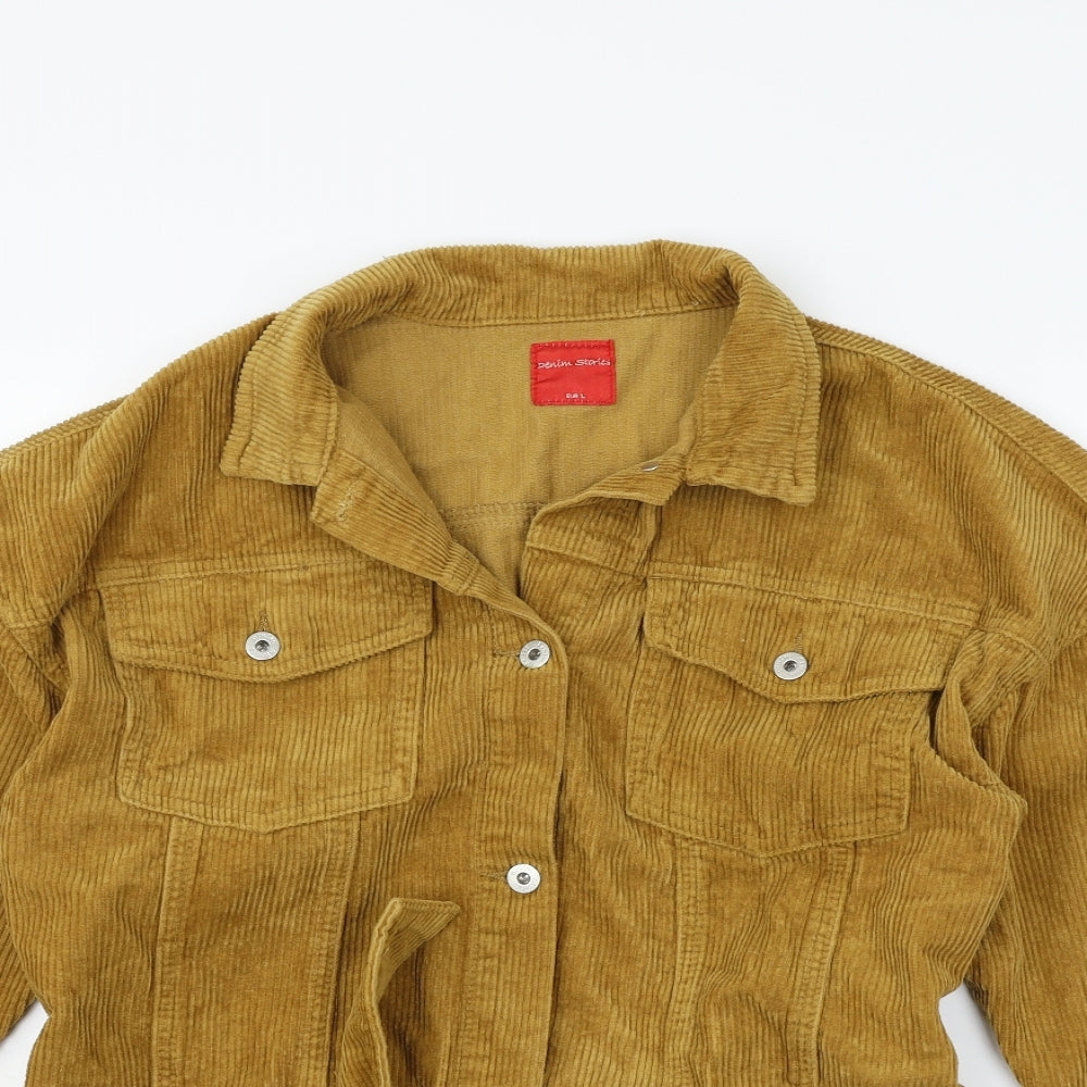 DENIM STORIES Womens Yellow   Jacket Coat Size L  - BELTED